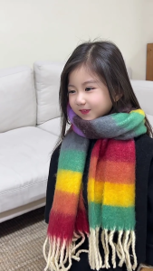 Kids Scarf Soft Imitation Cashmere Neck Scarf Fashionable Childrens Neckerchief for Outdoor Play and School Daily