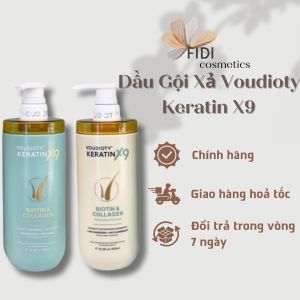 Cặp Dầu Gội Xả Voudioty Keratin X9 Biotin & Collagen 500ml Dầu Cặp Chính Hãng An Toàn Mềm Mượt - Fidi Beauty