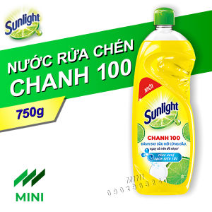 Nước rửa chén Sunlight Chanh 100 đánh bay dầu mỡ cứng đầu chai 750g/400g