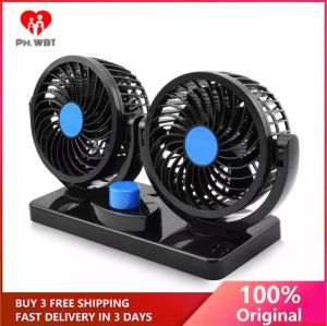 Electric Car Fan 360 Rotatable Dual Head 2 Speed Control 12V Air Circulator Original