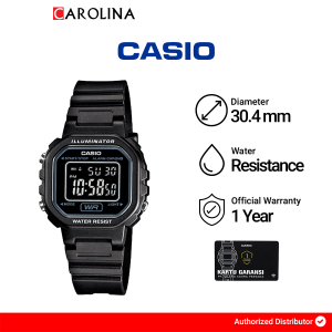 Jam Tangan Wanita Casio LA-20WH-1B Digital Quartz Watch Black Dial Resin Band