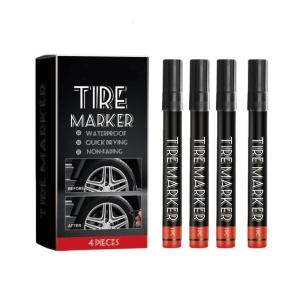 4 Unit Tire Lettering Markers Oil Based Pens Fade Resistant Ergonomic Grip Design For Motorcycle Car Bicycles Tire