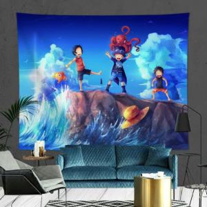 Hantar dari gudang tempatanLuffy Naruto cartoon wallpaper backdrop fabric ins Wall tapestry for bedroom room rental house decoration anime tapestry