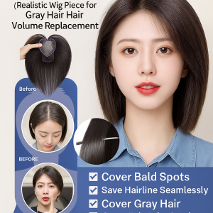 Realistic Wig Piece+ Hair Volume Replacement Natural Realistic Cover Gray Hair Invisible Black Hair Pieces