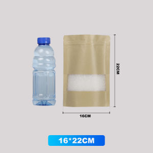 ⚡Lowest Price⚡100pcs Kraft Zip Bag Goodies Gift Bag Brown Paper Zipper Pouch / Kraft Paper Ziplock Bag with Window