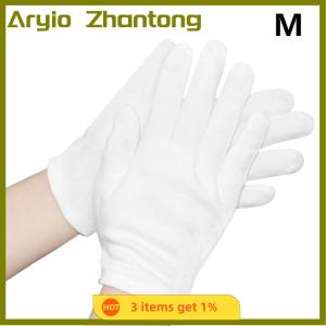 Aryio 1 cặp mới đầy đủ ngón tay người đàn ông phụ nữ Nghi Thức trắng bông găng tay người phục vụ Trình điều khiển đồ trang sức công nhân găng tay hấp thụ mồ hôi găng tay