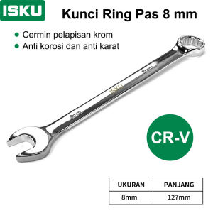 ISKU Kunci Pas Ring Ratchet 72 Gigi Ukuran 8-19mm Set 8 Pcs & Eceran Kunci Krek Kombinasi Bolak Balik Baja CRV Tebal Alat Bengkel Motor Mobil Buka Baut Ruang Sempit Anti Slek Kualitas Profesional Heavy Duty Perkakas Awet Tahan Lama