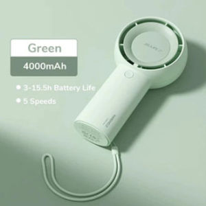 JISULIFE Mini Fan 4000mAh Battery 5-speed Wi nd Protable Handheld Fans Upgrade Turbo Fan Bladeless Safety(Kipas kecil)