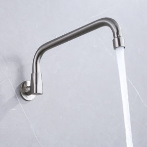 Vòi nước rửa chén bát 1 đường nước lạnh gắn tường inox 304 - vòi bếp công nghiệp xoay 360 độ kt 30cm