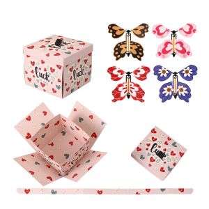 DORADO Kèm theo 4 con bướm Hộp quà tặng hình Bướm bay Giấy Nhiều màu Hộp quà Độc đáo Tự động mở rộng Hộp quà nổ Lễ Hội sinh nhật