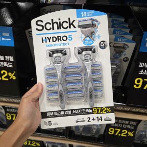 Schick Hydro5 Skin Protect Razor Set-2 Handles + 14 Cartridges 5-Blade Shaving System with Shock Absorb Technology