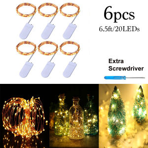 Pack of 6 Sets 6.5ft(2m) LED Starry String Lights 20 Micro Starry Leds on Copper Wire 2pcs CR2032 Batteries Required and Included Works for DIY Wedding Centerpiece or Table Decorations