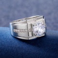 JWEGHL Man Plated - Sier Shiny Round Crystal Cubic Zircon Rings Business Finger Jewelry Unisex Wedding Band Ring. 
