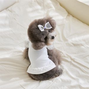 OUTOPEN Flying Sleeve Pet Summer Vest Breathable Lace Cat Base Skirt Pet Supplies Soft Pet Dress Puppy