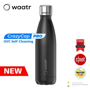 Waatr CrazyCap Pro UV Water Purifier & Smart Self Cleaning Stainless Steel Water Bottle - Colours