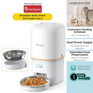 SMARTPAW Basic Pet Feeder Gen 3 | 4L Large Capacity + Up to 6 Meals/Day + Anti-Blockage System + Dual Power Supply for Cats & Dogs 1-Year SG Warranty