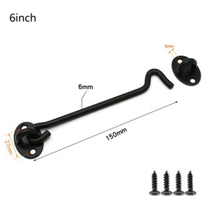 6Inch Heavy Duty Window Lock Gate Lock Cabin Hook for Sliding Door Black Gate Latches Hardware for Window Shed Fence Gate Cabinet Closet