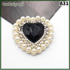 tuokaiguoji หัวเข็มขัดตกแต่งเสื้อผ้า27x26มม. เครื่องประดับอัญมณีแบบ DIY พร้อมกล่องของขวัญทำมือไข่มุกไข่มุกอัลลอยรูปหัวใจลูกพีช