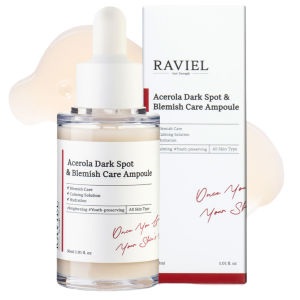 Raviel - Acerola Dark Spot & Blemish Care Ampoule Vạch Đỏ 30ml Hỗ Trợ Dưỡng Sáng Da - Hỗ trợ chăm sóc làn da không đều màu Giúp da trông tươi sáng và rạng rỡ hơn Hỗ trợ cải thiện vẻ ngoài của vùng da tối màu sau mụn