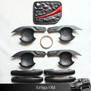 Paket Cover Handle Outer Pintu Tutup Tangki Mobil Ertiga Lama 2012 - 2017 Carbon All Variant