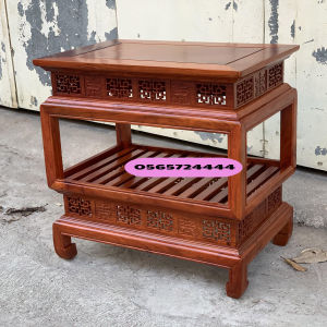 Đôn Chữ Nhật Lồng Đèn 2 Tầng Trang Trí Gỗ Hương Cao Cấp