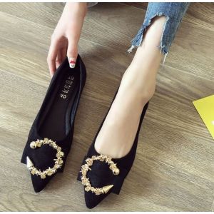 Korean Doll Shoes for Women Fashion Pointed Shoes Half Shoes Womens Loafers Flat Shoes size 35-40