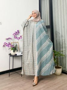 Gamis Kaftan Terbaru Rayon Premium Kekinian Jumbo Motif MARISKA / Baju Muslim Wanita Lebaran