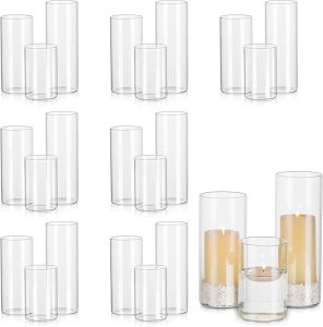 Glasseam Hurricane Glass Candle Holders Set of 6Clear Cylinder Candle Holders for Pillar CandlesModern Floating Candles for Centerpieces VasesCandle Holders for Table Centerpiece4+6+82.6in