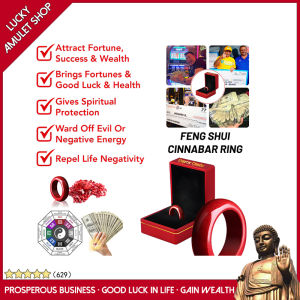 LN-(Changing Life) Cinnabar Feng Shui Rings Lucky Rings for Men and Women Exclusive Name Blessing Rings Bring Wealth and a Better Life
