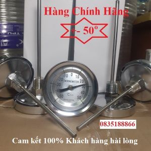 Đồng hồ đo nhiệt độ Âm từ -50 độ đến dương +50 độ C mặt 80 cán 130 ren 21 Dùng đo kiểm tra nhiệt độ lạnh