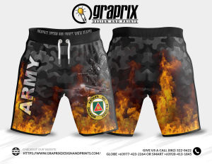 Army on Fire Design Boardshorts with Pockets Full Sublimation