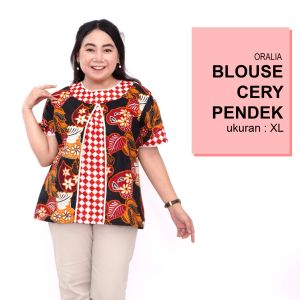 Blouse Big Size Wanita Atasan Batik Jumbo Wanita M-L-XL-2L-3L-4L-5L-6L-7L Model Jumbo Blus Kerja Batik / Blus Formal Kantor Big Size Kerja Kantor Wanita / Atasan Batik Bigsize LD 140