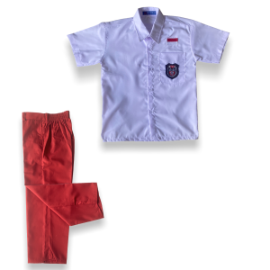 SETELAN SEKOLAH SERAGAM PUTIH PENDEK CELANA PANJANG LAKI SET LENGKAP