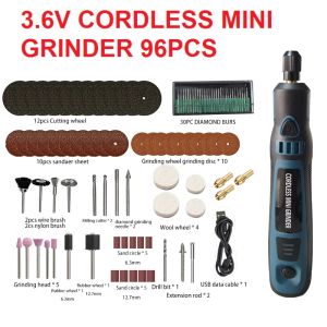 Bor Mini Grinder Set Cordless 3.6V Mini Drill Tuner Mesin Ukir Poles 3 Kecepatan 50 Aksesoris Alat Ukir Grafir 15000RPM Cordless Gerinda Listrik Mini Electric Nail Manicure Pedicure Pena Pengukir DIY 3.6V