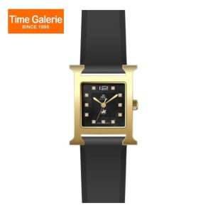 Paris Polo Club PPC-EC13-GD-BK Black Dial Silicone Strap Women Watch