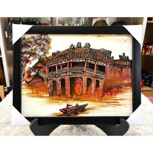 Tranh sơn mài - CHÙA CẦU- HỘI AN ( Tặng kèm khung)