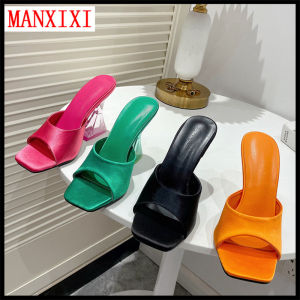 MANXIXI Fashion Women High Heels 4.13 Inches Slippers Colorful Candy Beautiful Sandals (Size 35-41)