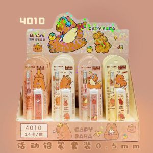 Set bút chì kim + hộp 20 ngòi hoạt hình Capybara mẫu 2024 ngòi 05mm dành cho học sinh  văn phòng