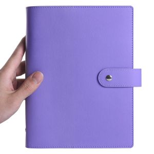 RGFV STORE Có thể đổ đầy lại Bìa sổ ghi chép A5/A6 Da PU Màu macaroon Bìa Sổ kế hoạch lịch trình Nhật Ký Văn phòng phẩm Chất kết dính 6 vòng Vỏ máy tính xách tay lá rời Viết