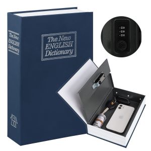 HOME + HOUND Book Safe Box with Combination Lock Dictionary Shaped Hidden Secret Book Safe for Storing Money Gun Jewelry and Passport