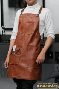 Apron/celemek full premium pu leather X strap for barista/barber