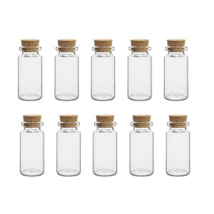 10PCS 5-20ml Mini Clear Glass Bottles with Cork DIY Drift Bottle Message Bottle Spice Container Gift