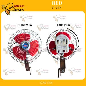 QUEENBEE 6-Inch 12V/24V Portable Car Fan with Adjustable Dual Speed Settings Heavy Duty for Car Truck & Lorry
