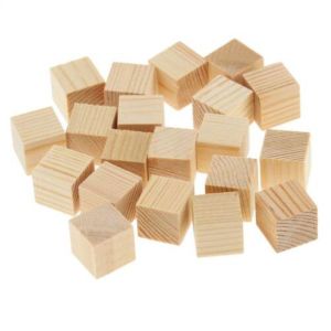 OKKFINE 10pcs Unfinished Blank Wooden Cube Woodwork Craft  Wooden Square Block Kids Toy Kindergarten Model Handmade Material