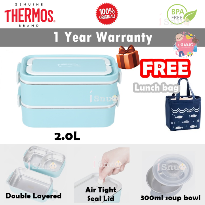 Thermos Thermocafe 2.0L Stainless Steel Lunch Box w Lid & 300ml Soup