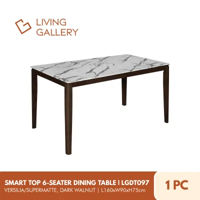 Living Gallery Smart Top Dining Table 6-Seater | Modern & Stylish Design | Solid Rubberwood | LGDT097