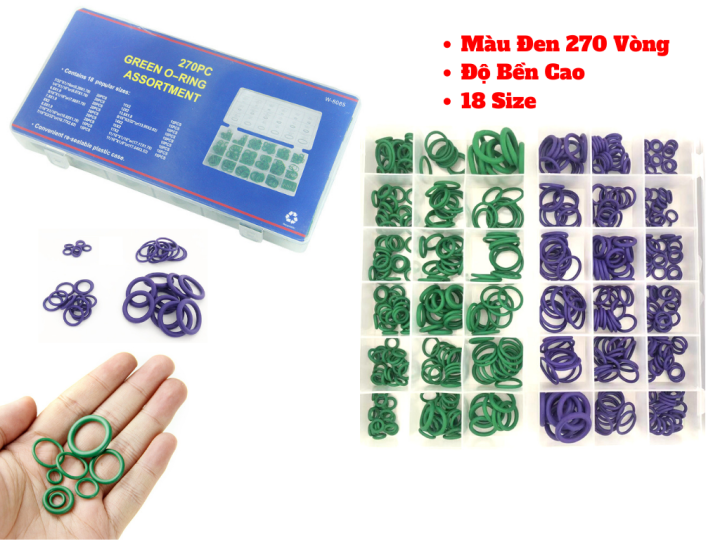 Bộ 270 Vòng Đệm ,Ron Gioăng Cao Su 18 Kích Cỡ 270P C O-Ring ( Màu Xanh ...