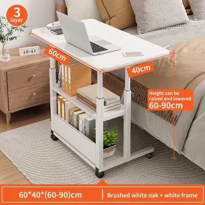Laptop Desk Mobile Side Table Cart Adjustable Bedside Table With Wheels