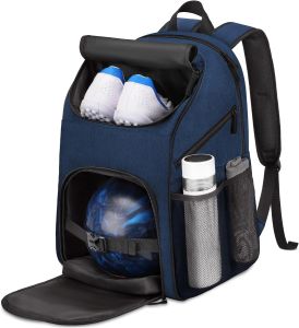 Bosynoy Bowling Backpack Bowling Ball Bag Totes for Single Ball with Shoe Compartment & Foam Padded Fits Shoes Up to US Mens Size 16 Grey