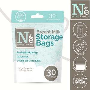 Nathan & Emma Breast Milk Storage Bags | BPA-Free | 180ml | Milk bags